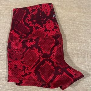 lululemon athletica Crimson Geometric Athletic Shorts  High/rollover waist